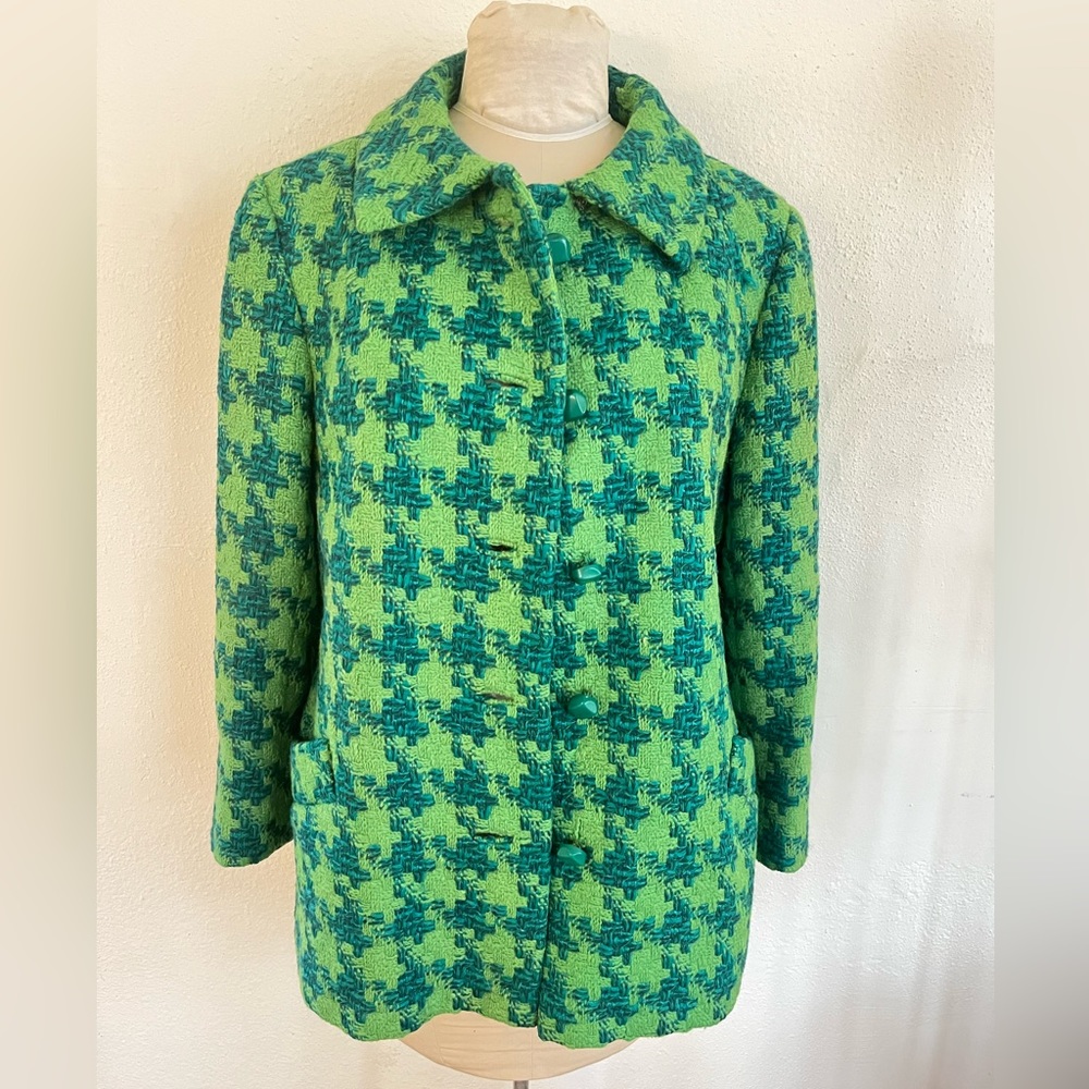 Vintage Green Houndstooth Jacket - 6